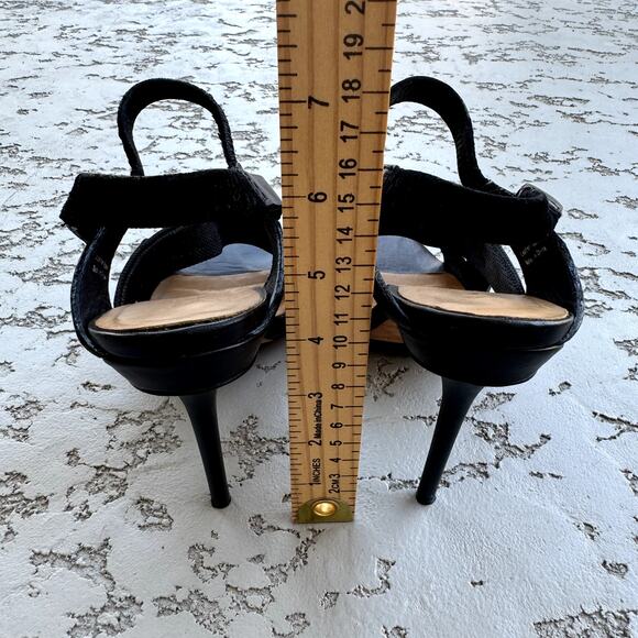 Women's L.A.M.B. Black Kandis Leather Fabric Strappy Heels Slingback Sandals 8M - Picture 11 of 11